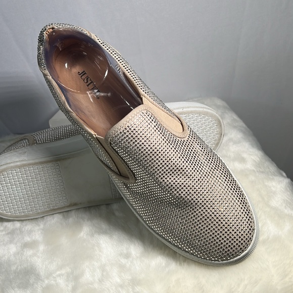 JUSTFAB Eloise Slip-on Low Top Bedazzled Rhinestone Sneaker Loafer - Women 11 - Picture 3 of 9